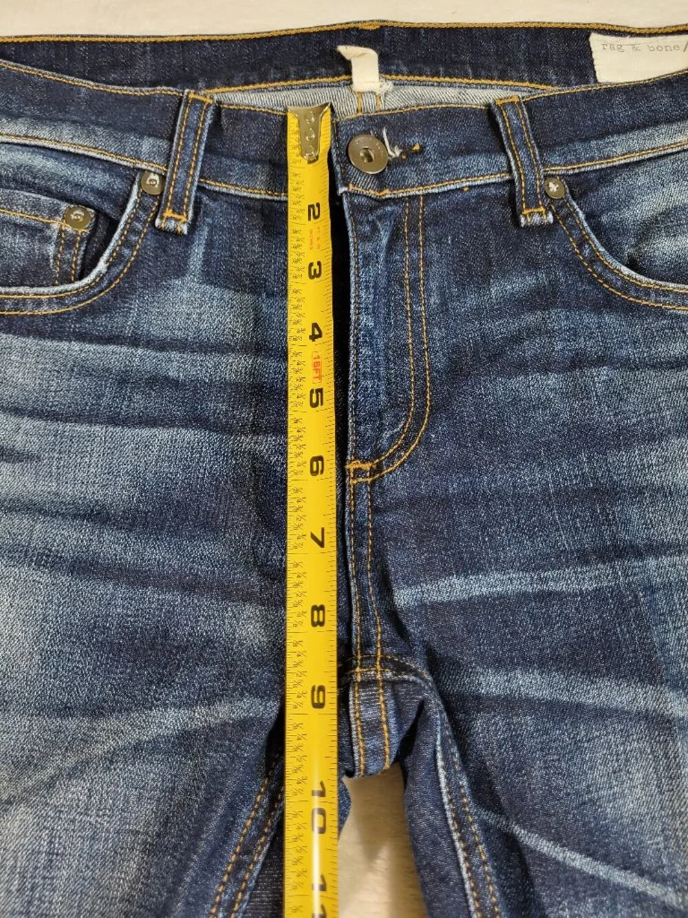 Rag & Bone The Dre Blue Denim Slim Cotton Polyurethane Jeans - Size 29